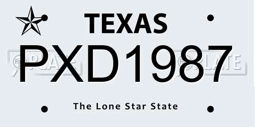 PXD1987 Texas License Plate
