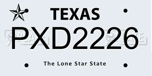 PXD2226 Texas License Plate