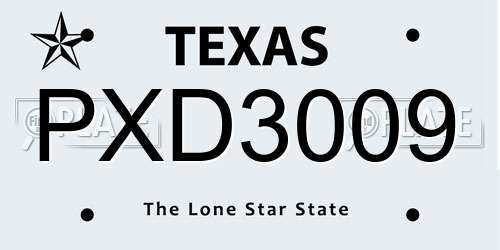 PXD3009 Texas License Plate