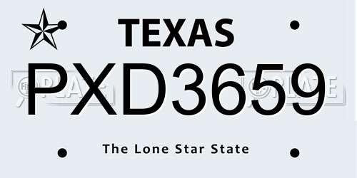 PXD3659 Texas License Plate