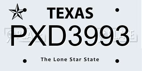 PXD3993 Texas License Plate