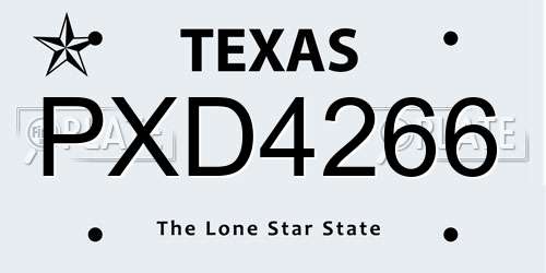 PXD4266 Texas License Plate