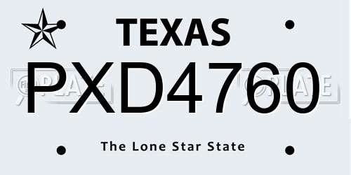 PXD4760 Texas License Plate