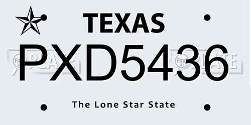 PXD5436 Texas License Plate