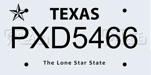 PXD5466 Texas License Plate