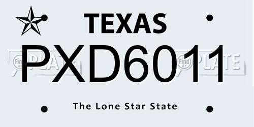 PXD6011 Texas License Plate