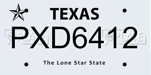 PXD6412 Texas License Plate