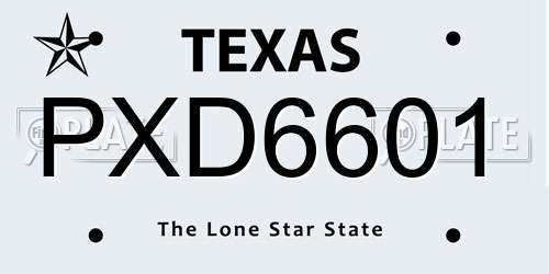 PXD6601 Texas License Plate