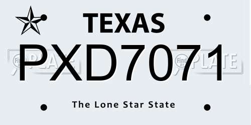 PXD7071 Texas License Plate