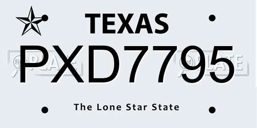 PXD7795 Texas License Plate