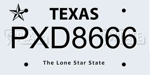 PXD8666 Texas License Plate
