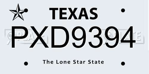 PXD9394 Texas License Plate