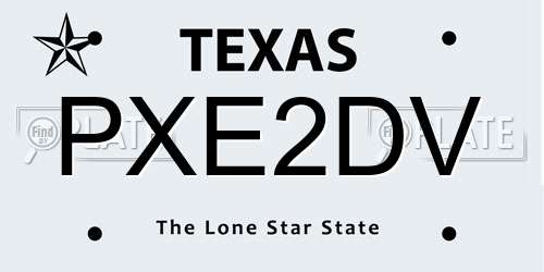 PXE2DV Texas License Plate