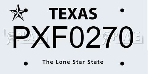 PXF0270 Texas License Plate
