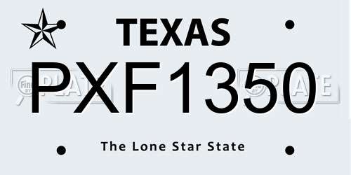 PXF1350 Texas License Plate