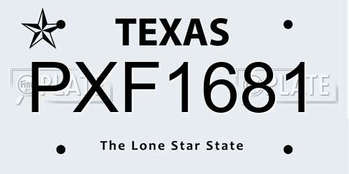 PXF1681 Texas License Plate