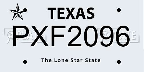 PXF2096 Texas License Plate