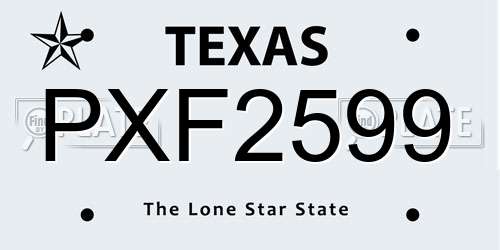 PXF2599 Texas License Plate