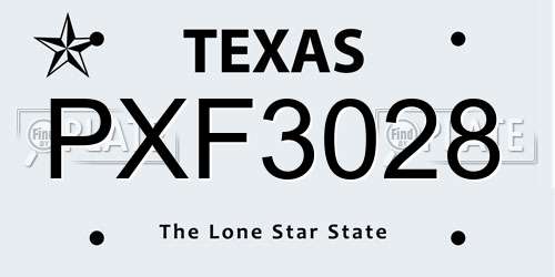 PXF3028 Texas License Plate