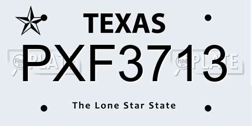 PXF3713 Texas License Plate