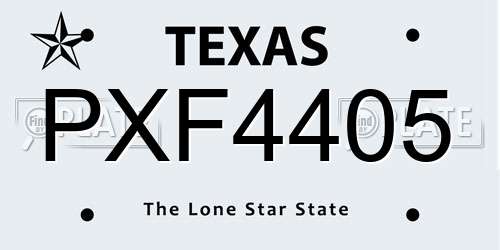 PXF4405 Texas License Plate