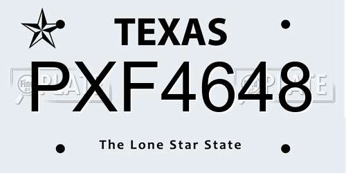 PXF4648 Texas License Plate