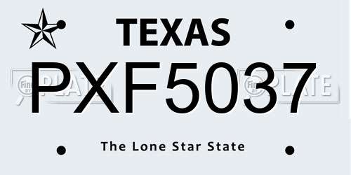 PXF5037 Texas License Plate