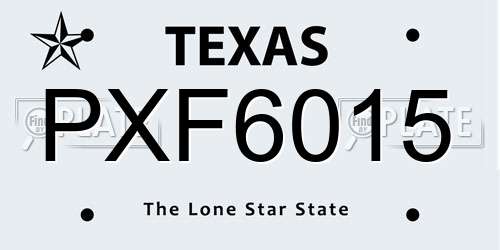 PXF6015 Texas License Plate