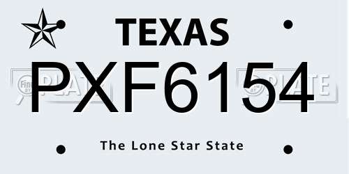 PXF6154 Texas License Plate