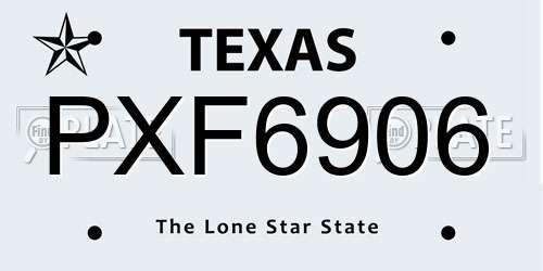 PXF6906 Texas License Plate