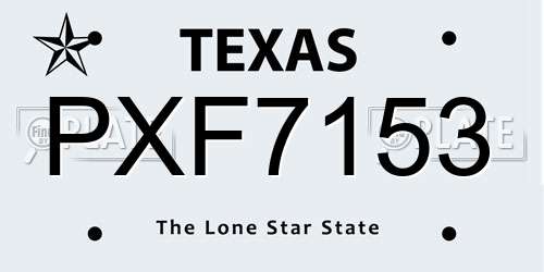 PXF7153 Texas License Plate
