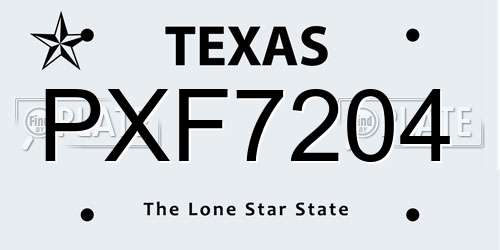 PXF7204 Texas License Plate
