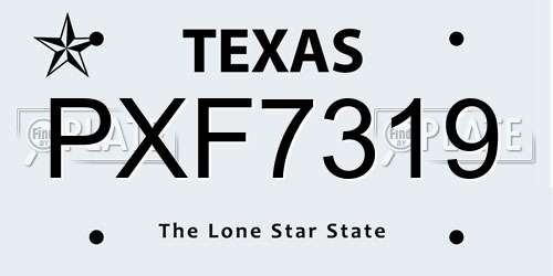 PXF7319 Texas License Plate