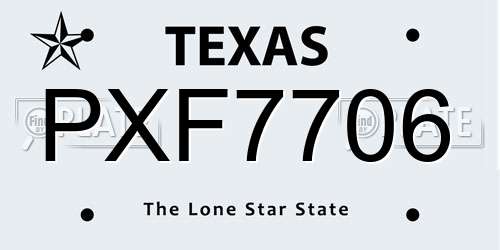 PXF7706 Texas License Plate