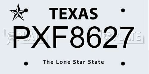 PXF8627 Texas License Plate