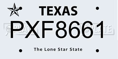 PXF8661 Texas License Plate