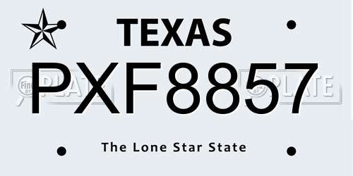 PXF8857 Texas License Plate