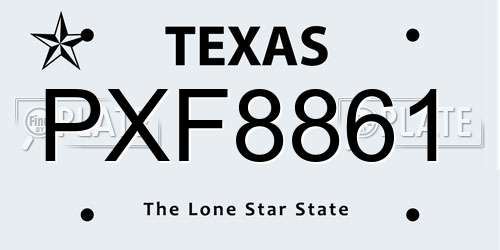 PXF8861 Texas License Plate