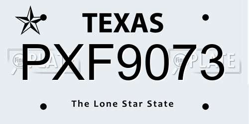 PXF9073 Texas License Plate