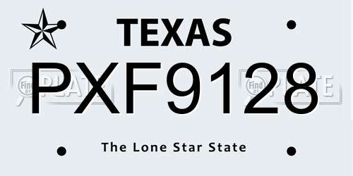 PXF9128 Texas License Plate