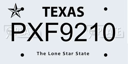 PXF9210 Texas License Plate