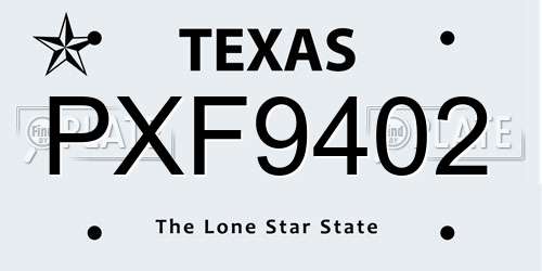 PXF9402 Texas License Plate