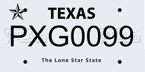 PXG0099 Texas License Plate