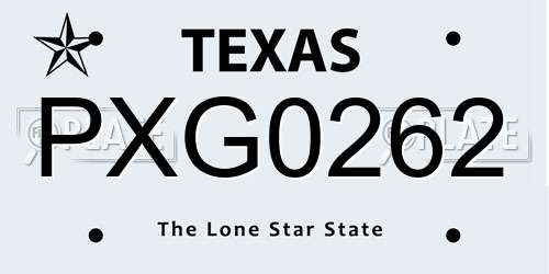 PXG0262 Texas License Plate