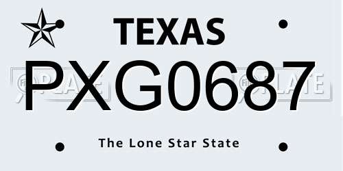PXG0687 Texas License Plate