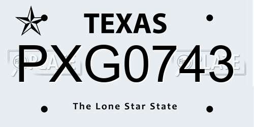 PXG0743 Texas License Plate