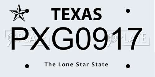 PXG0917 Texas License Plate