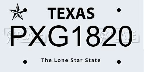 PXG1820 Texas License Plate