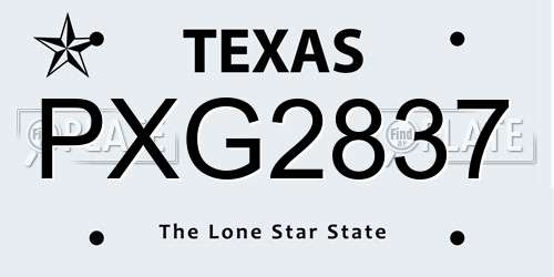 PXG2837 Texas License Plate