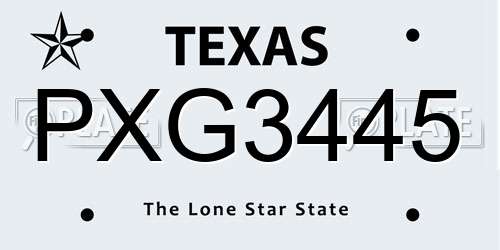 PXG3445 Texas License Plate